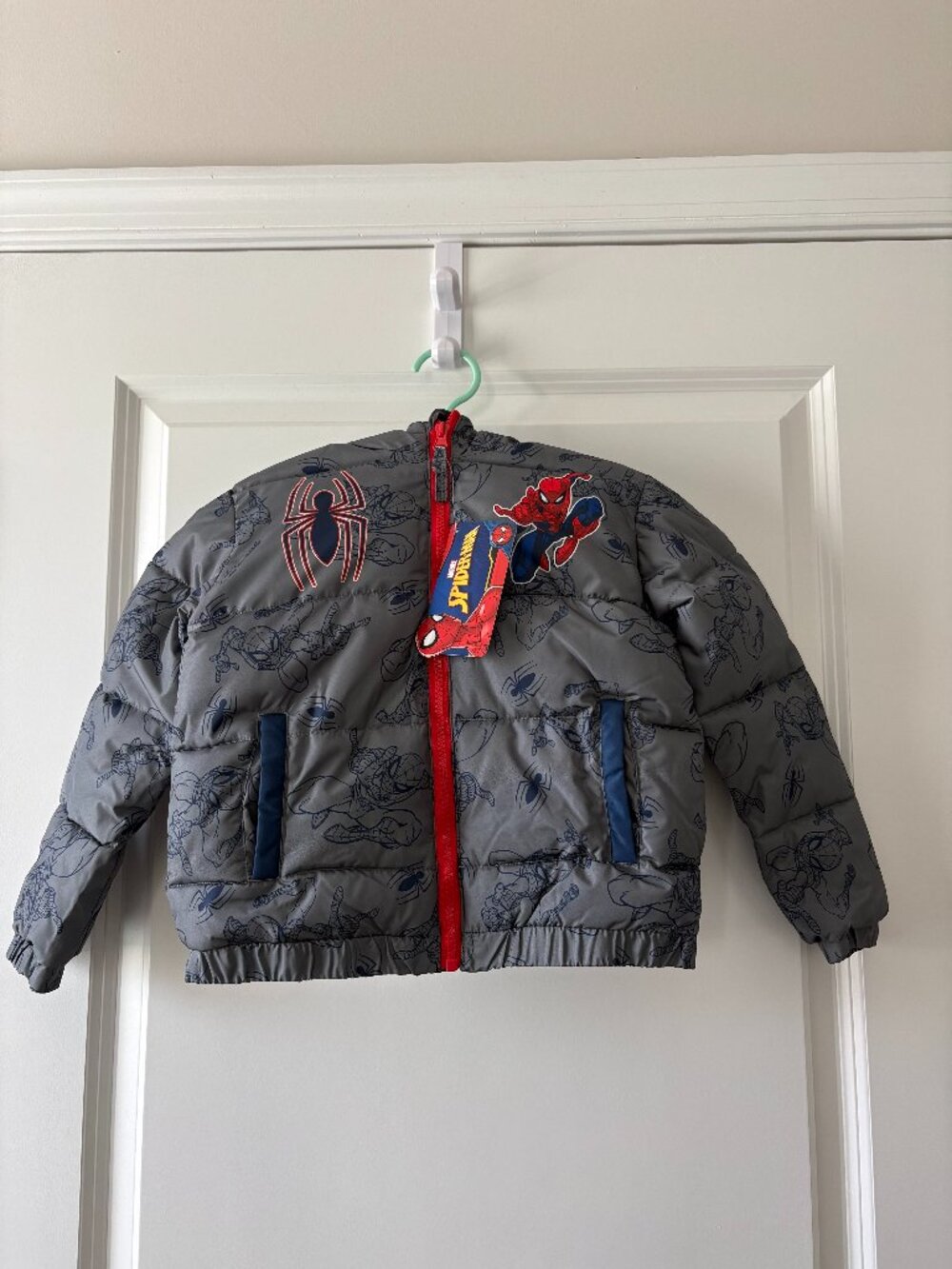Marvel Spider-Man Toddler Boy Mid-Weight Hooded Puffer Jacket Size 4T